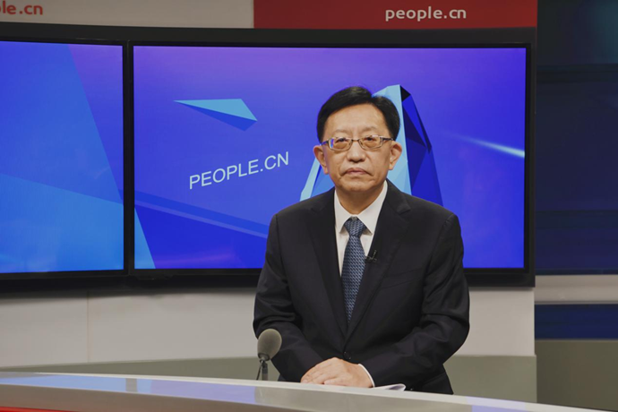 中國節(jié)能環(huán)保集團(tuán)有限公司黨委書記、董事長宋鑫做客人民網(wǎng)。人民網(wǎng)記者 王曉嘯 攝